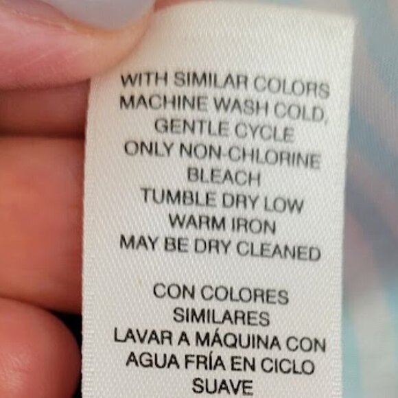 Chico’s Striped Floral Print Blouse Roll Tab Sleeve Pink Blue Women’s Size L - Picture 12 of 13